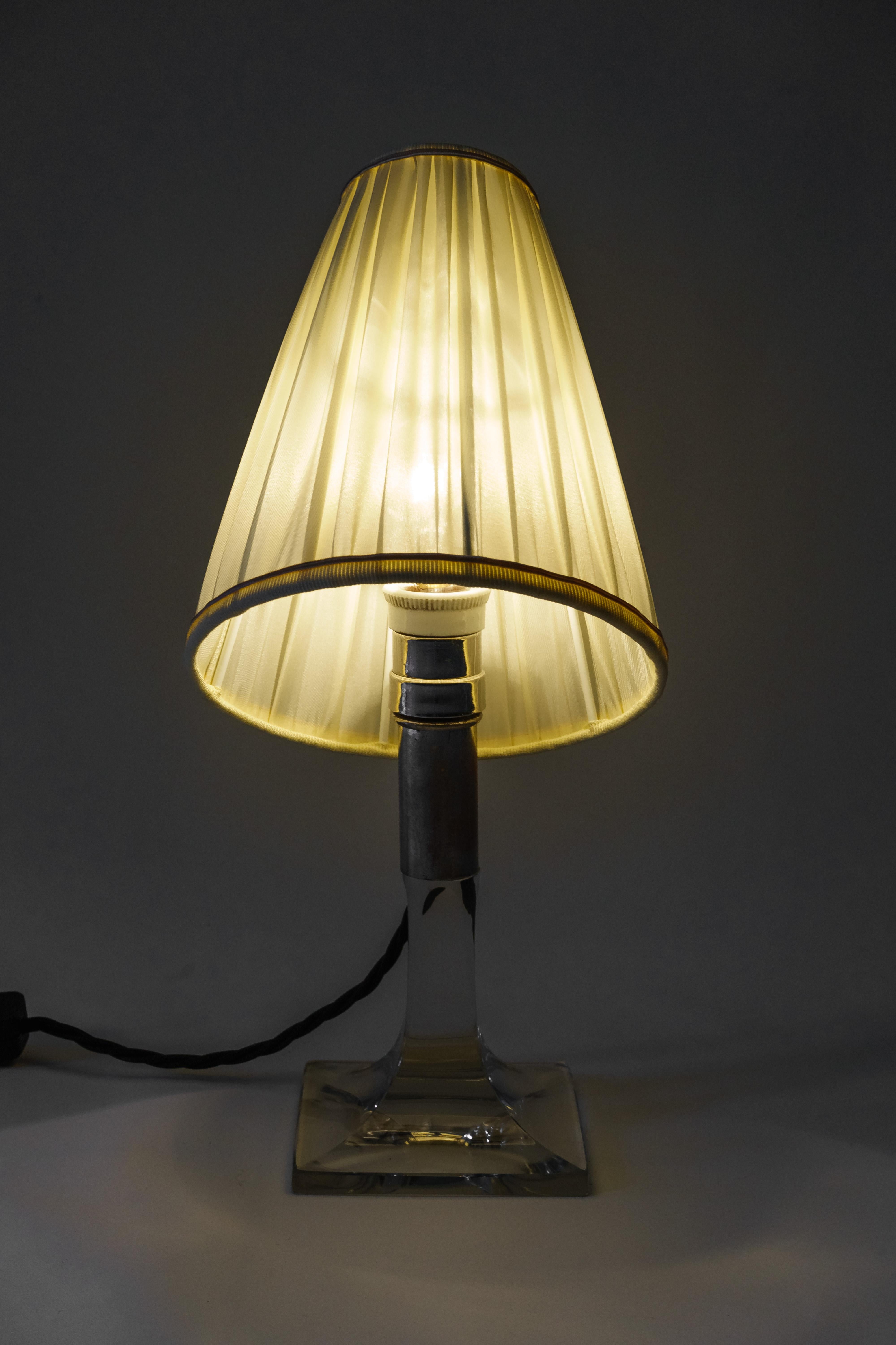 Art Deco Glass Table Lamp with Fabric Shade Vienna, circa 1920s 2