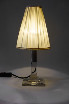 Art Deco Glass Table Lamp with Fabric Shade Vienna, circa 1920s