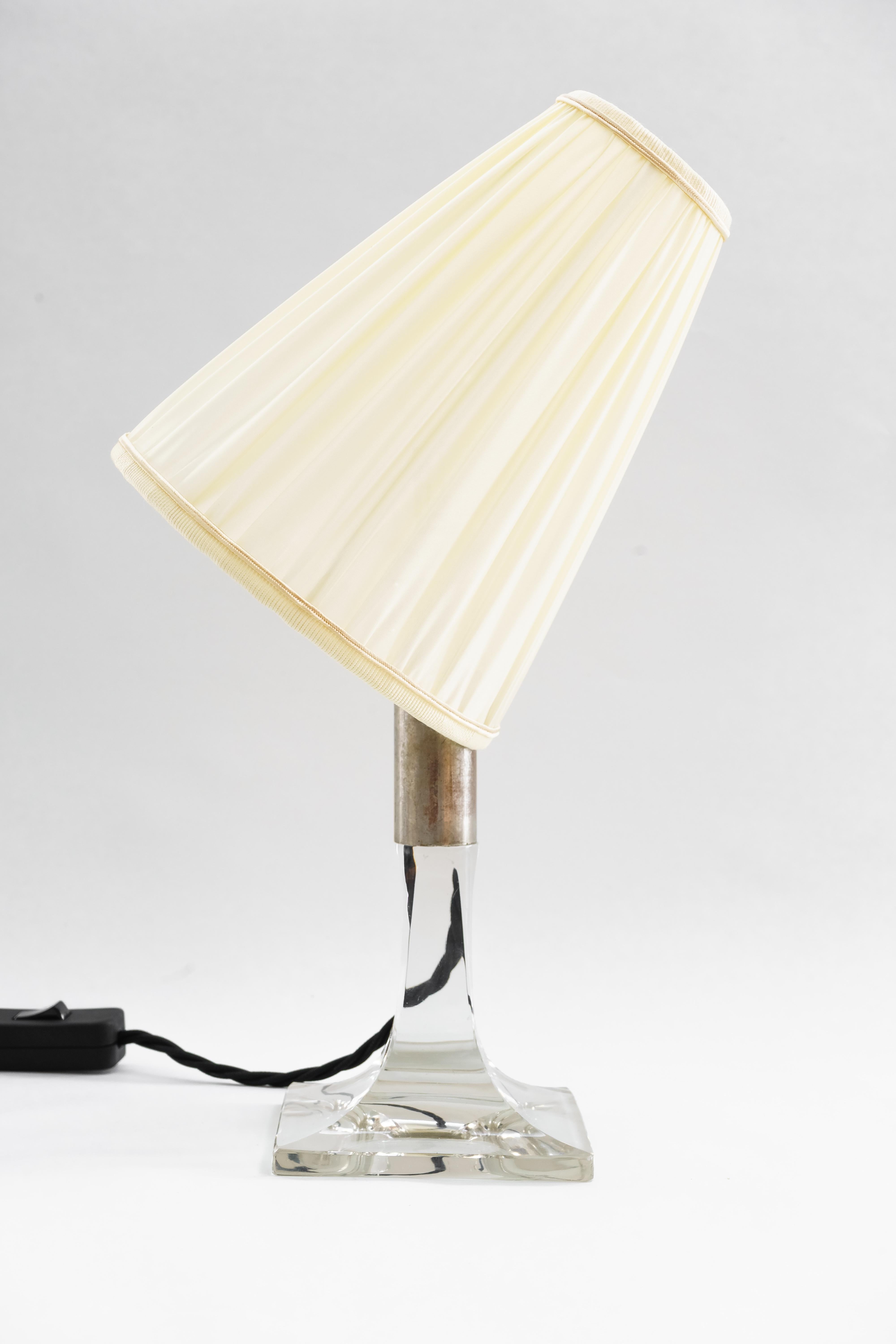 Early 20th Century Art Deco Glass Table Lamp with Fabric Shade Vienna, circa 1920s