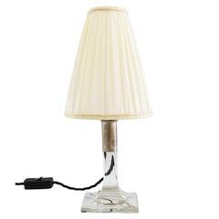 Art Deco Glass Table Lamp with Fabric Shade Vienna, circa 1920s