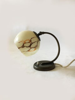 Art Deco Glass Table Nightstand Lamp, France, 1930s