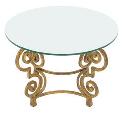 Art Deco Glass Top Giltwood Circular Side Table