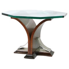 Art Deco Glass Top Side, End Table by Gordon's Inc. Fine Furniture c. 1933/40's