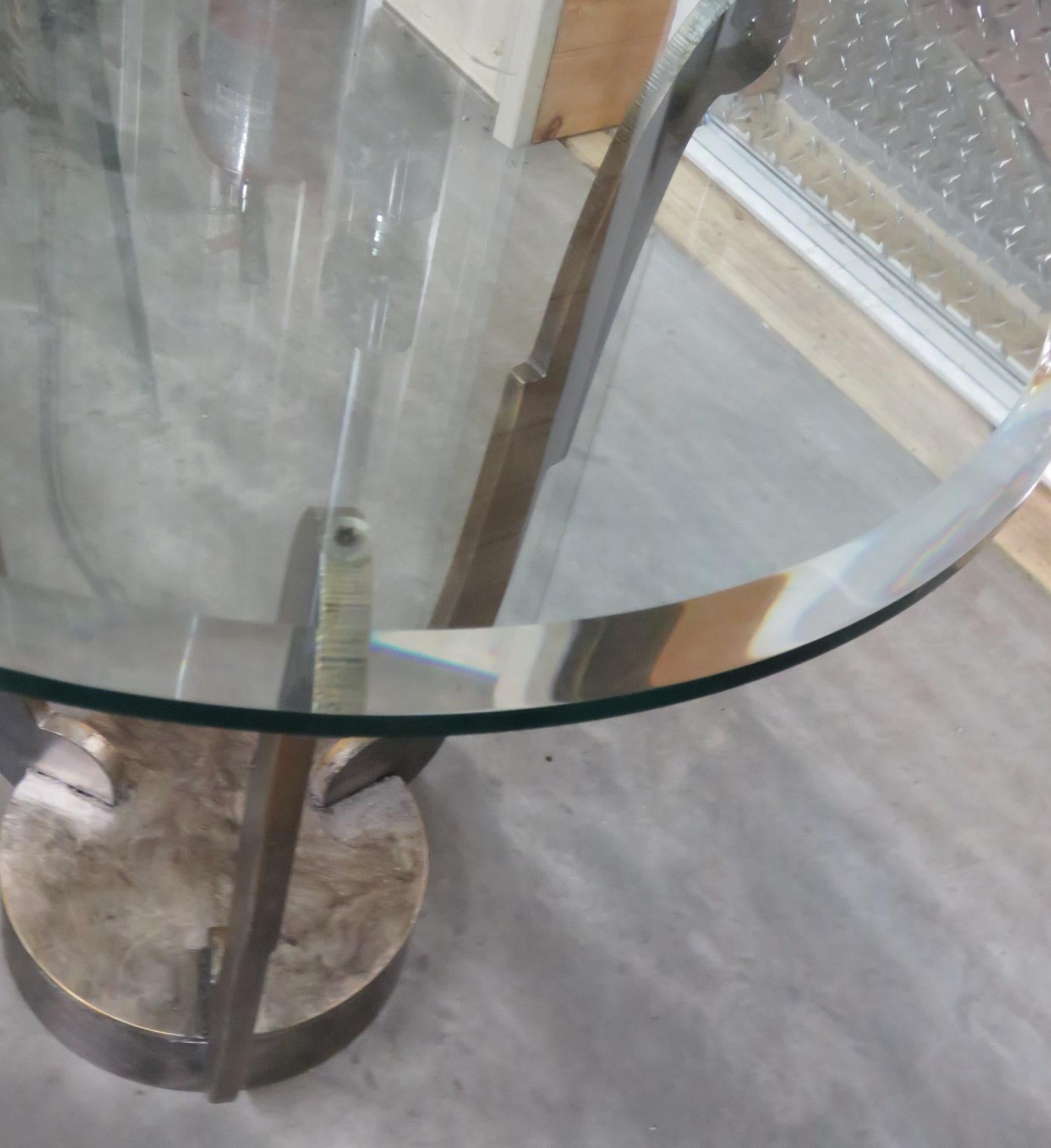 20th Century Machine Age or Early Art Deco Steel and Glass Top Side Table