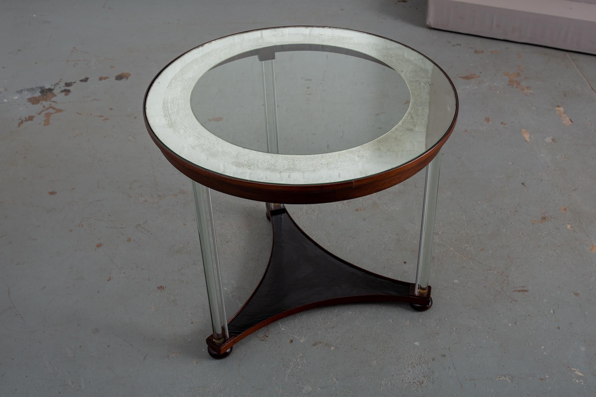 Art Deco Glass Top Table with Glass Legs For Sale 5