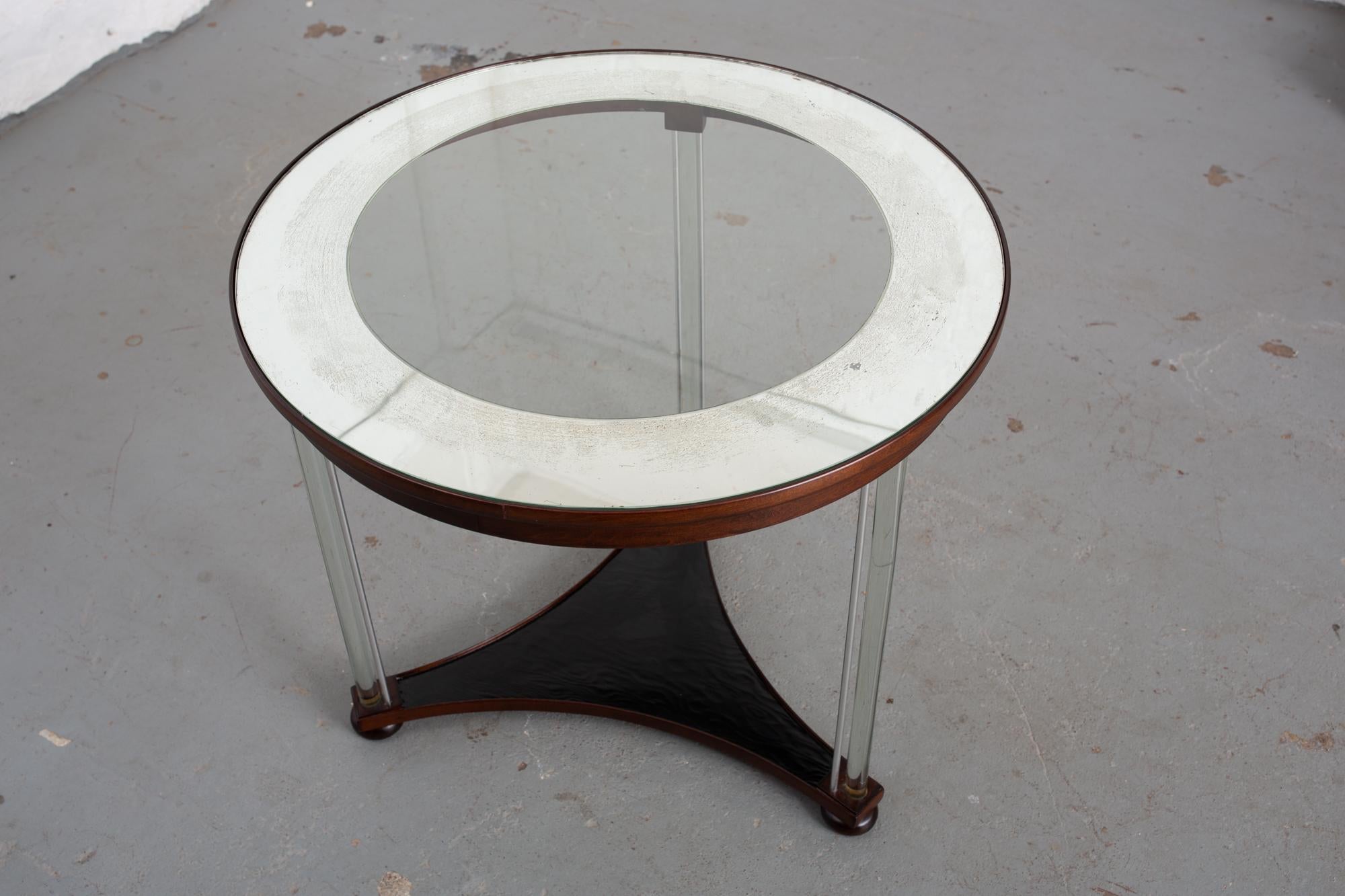 Art Deco Glass Top Table with Glass Legs For Sale 9