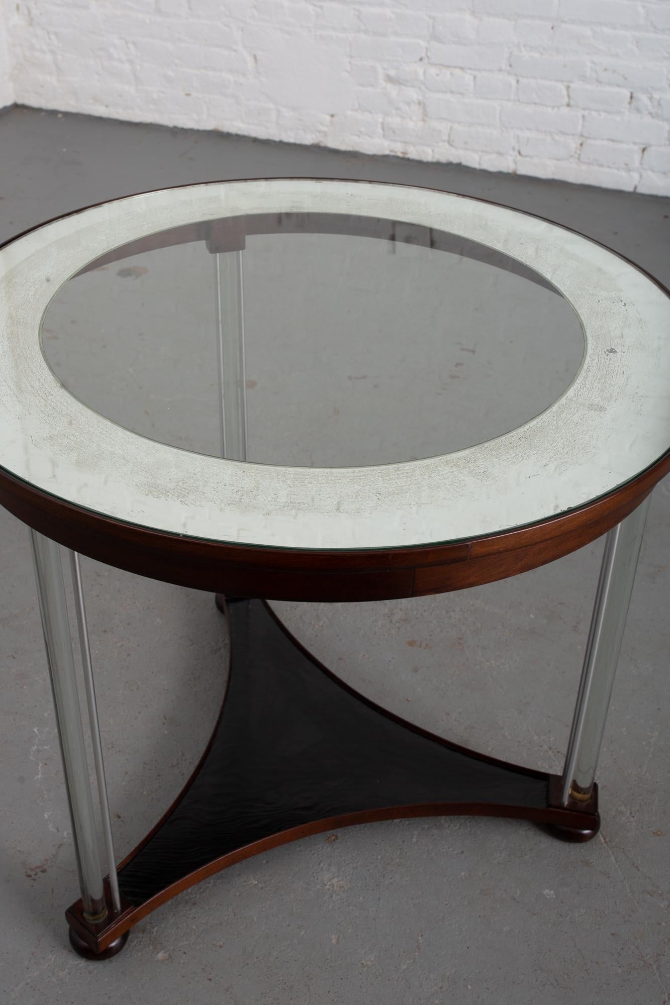 Art Deco Glass Top Table with Glass Legs For Sale 11