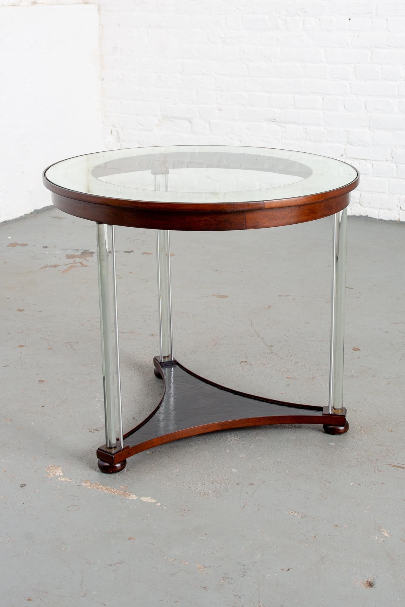 American Art Deco Glass Top Table with Glass Legs For Sale