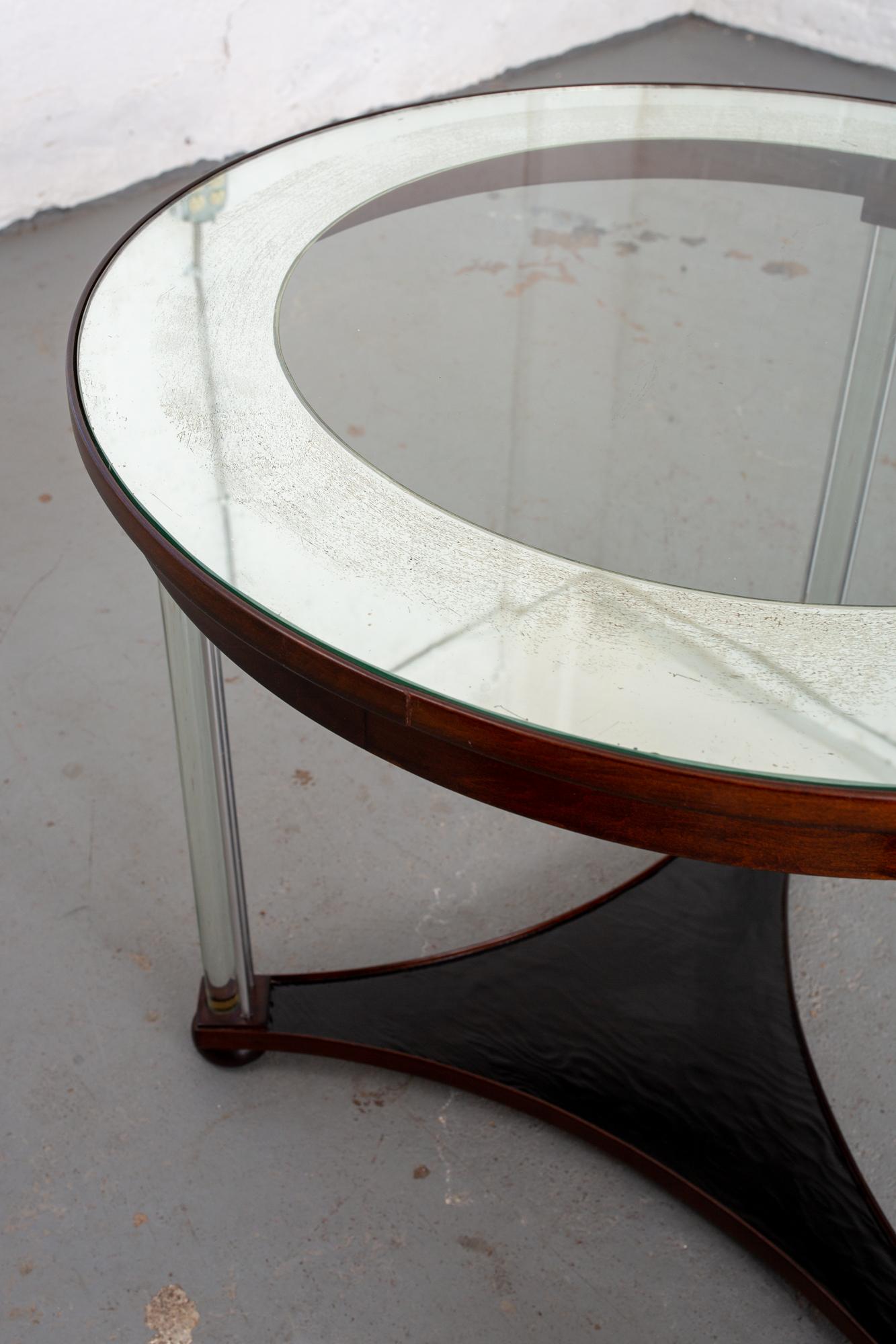 Art Deco Glass Top Table with Glass Legs For Sale 1