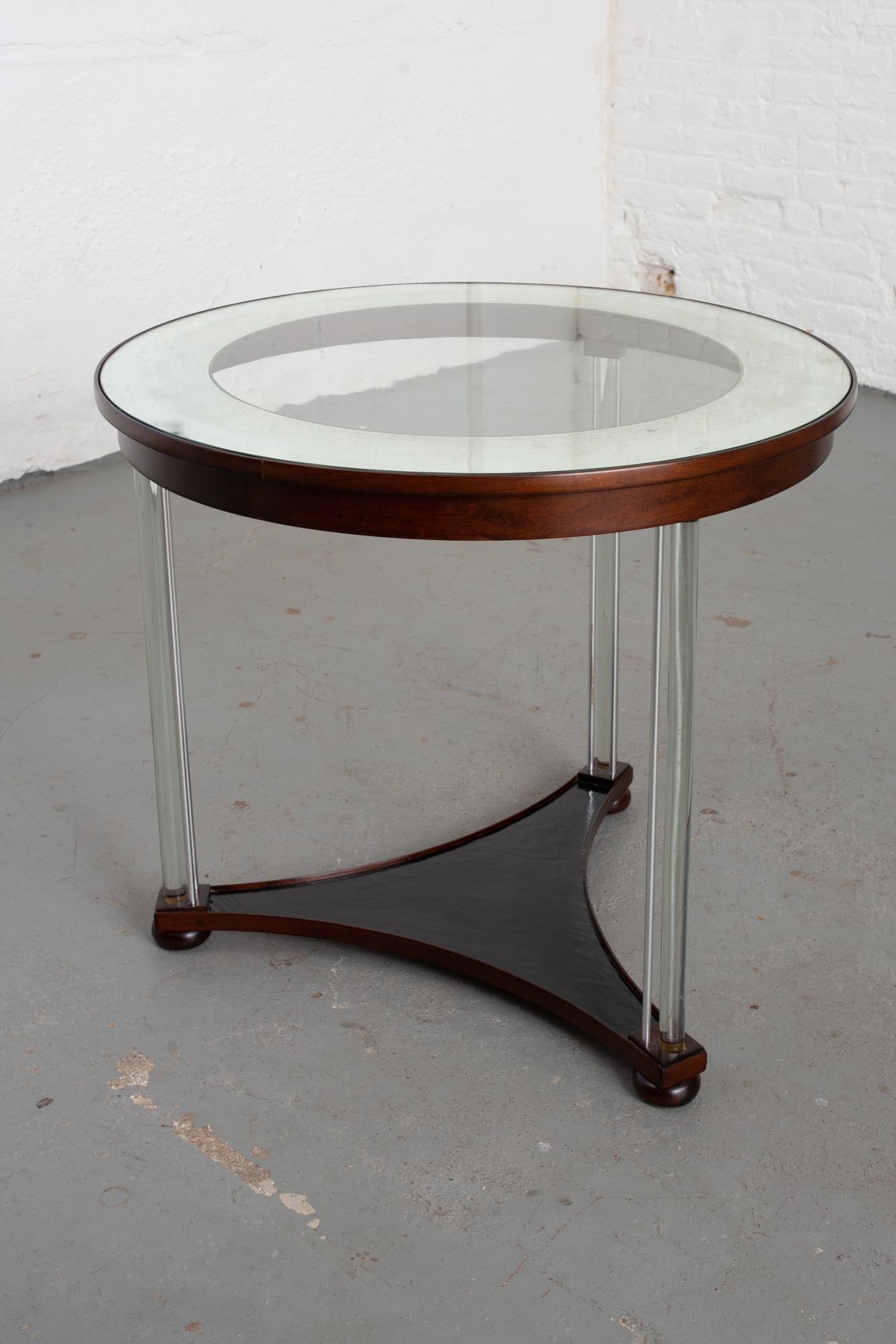 Art Deco Glass Top Table with Glass Legs For Sale 2