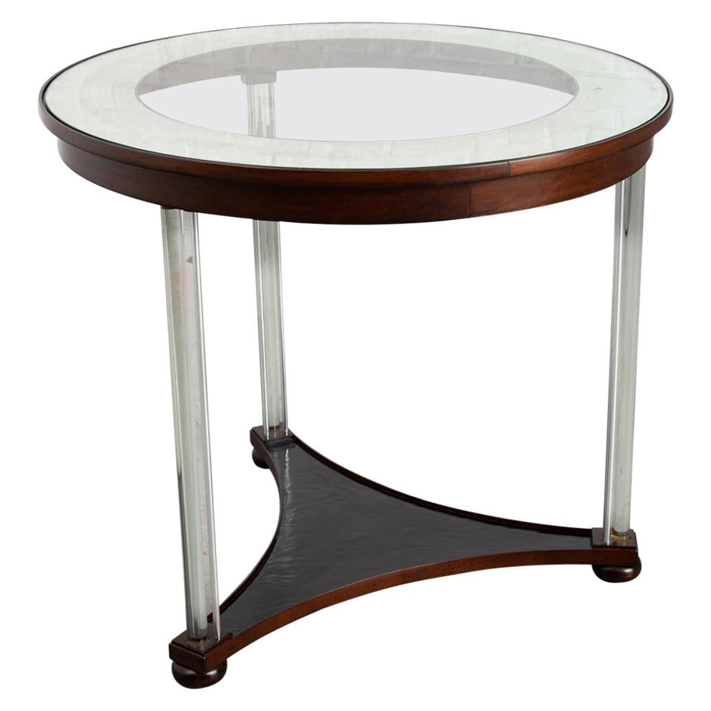 Art Deco Glass Top Table with Glass Legs For Sale