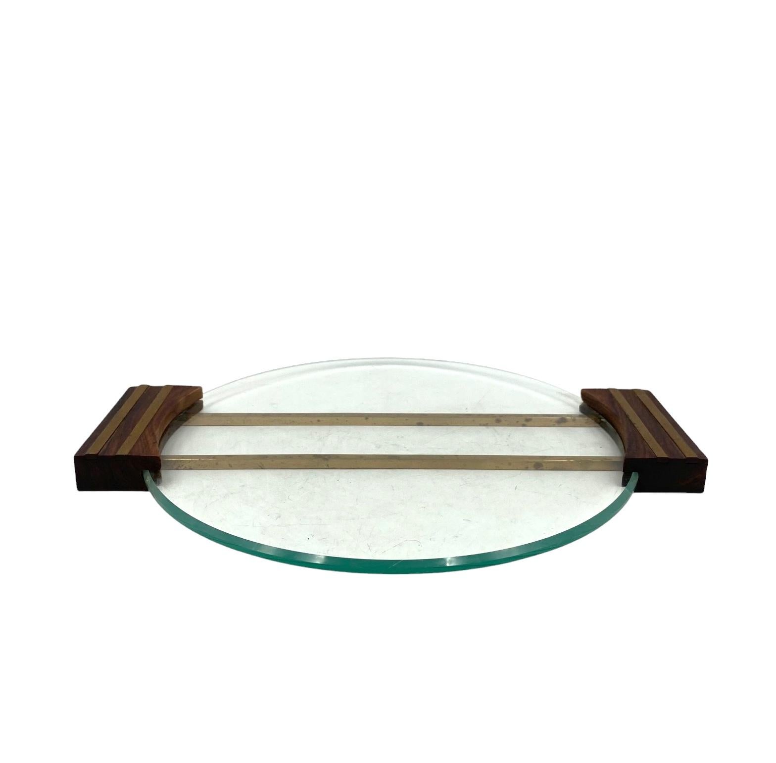 French Art deco glass tray, France 1930s For Sale