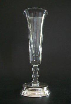 Art Deco Glass Trumpet Vase with Sterling Silver Base - U.K. - Mid 20th Century