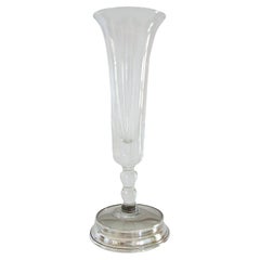 Art Deco Glass Trumpet Vase with Sterling Silver Base - U.K. - Mid 20th Century
