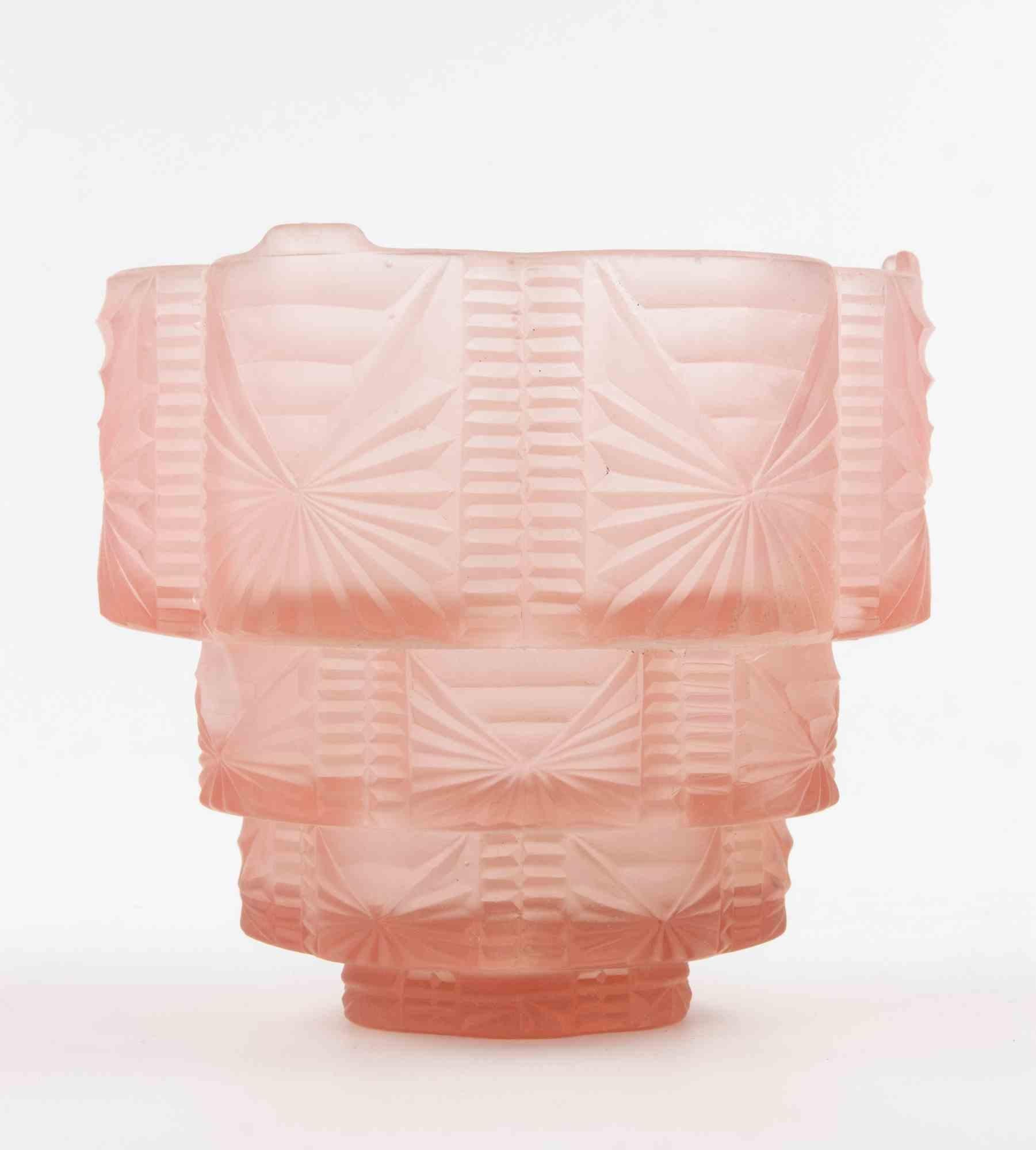 Art Deco Pink Glass Vase realized in 1930s.

Excellent condition.