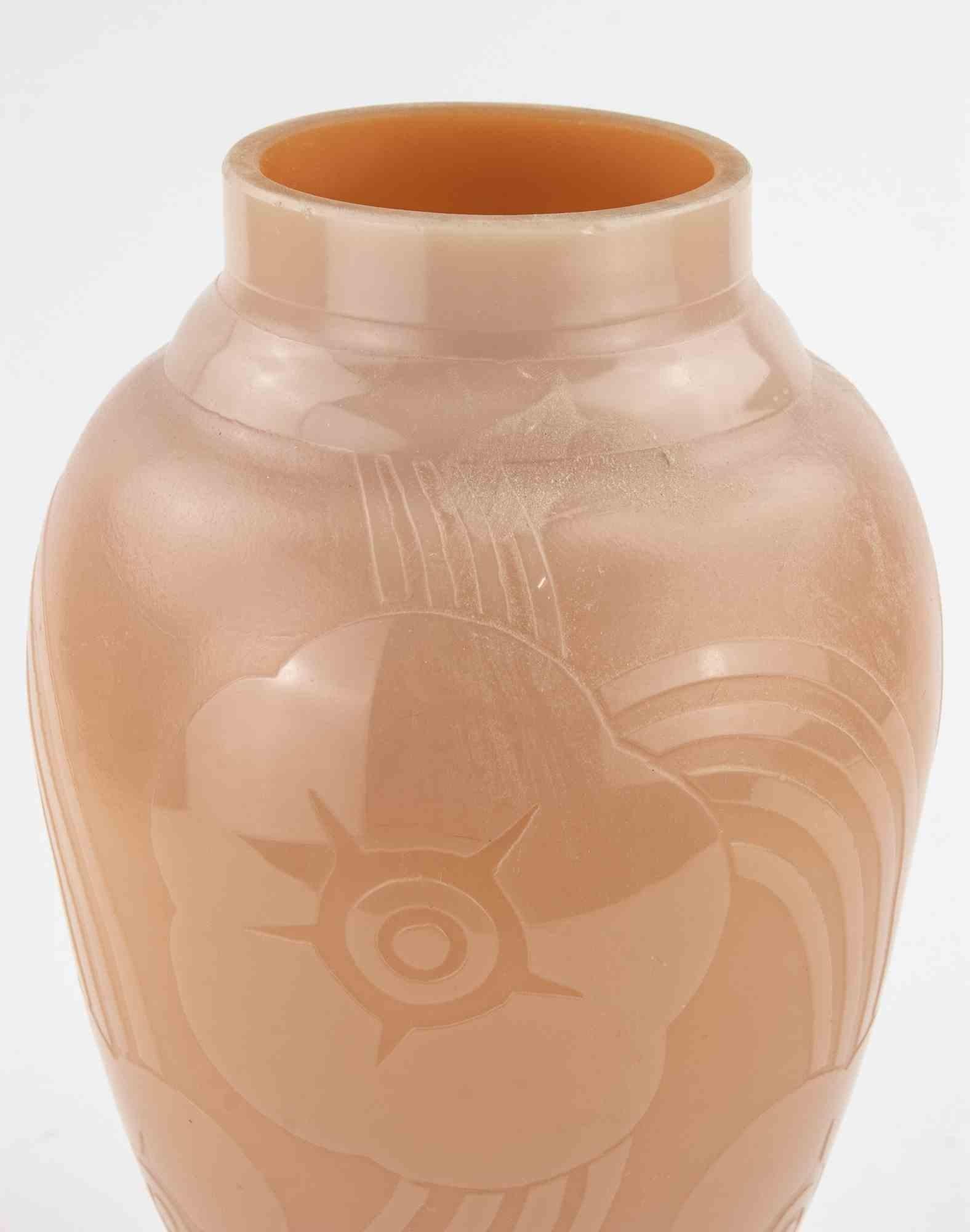 Art Deco Glass Vase, 1940s In Good Condition For Sale In Roma, IT