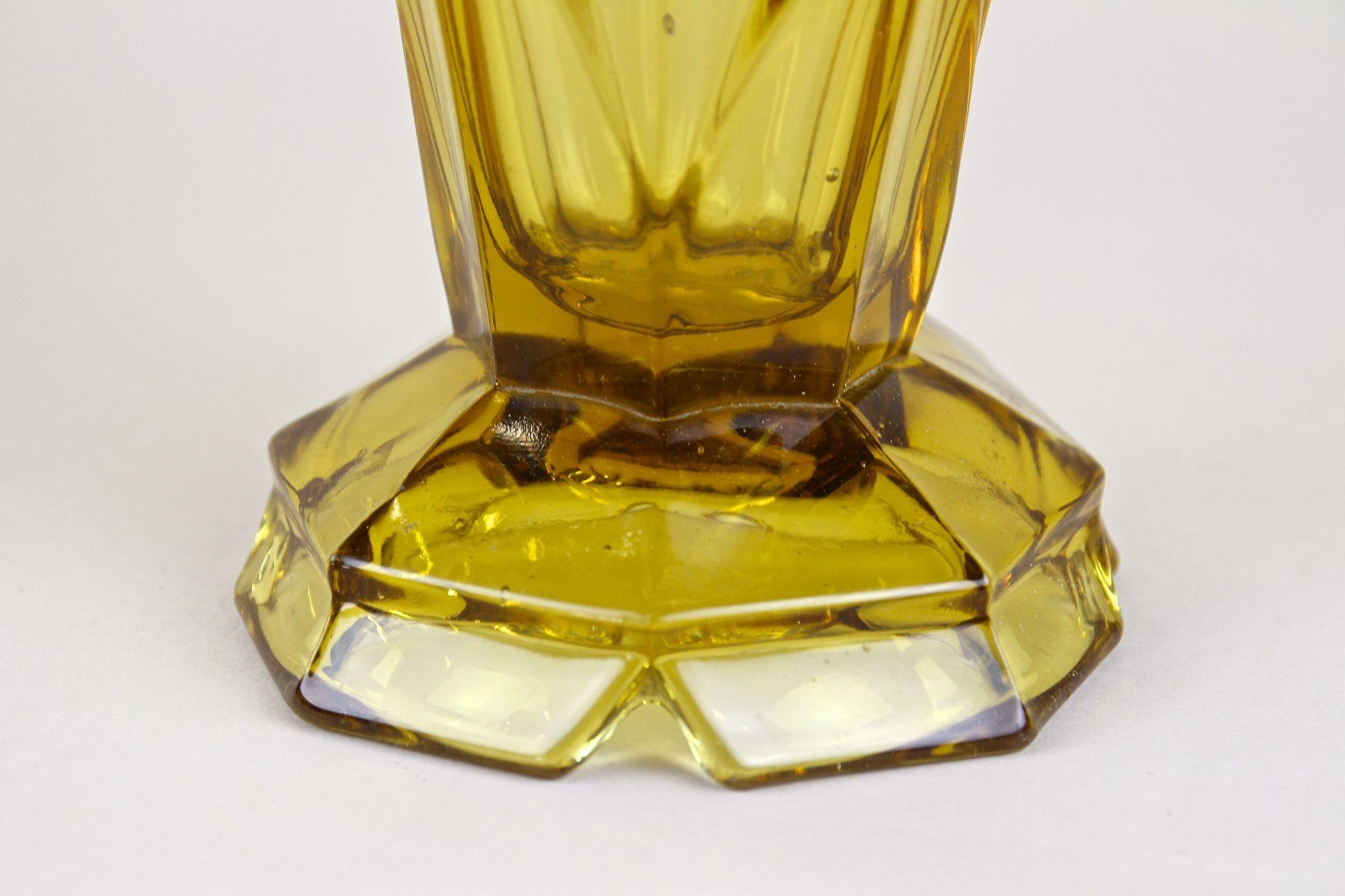 European Art Deco Glass Vase, Amber Colored, Austria circa 1920 For Sale