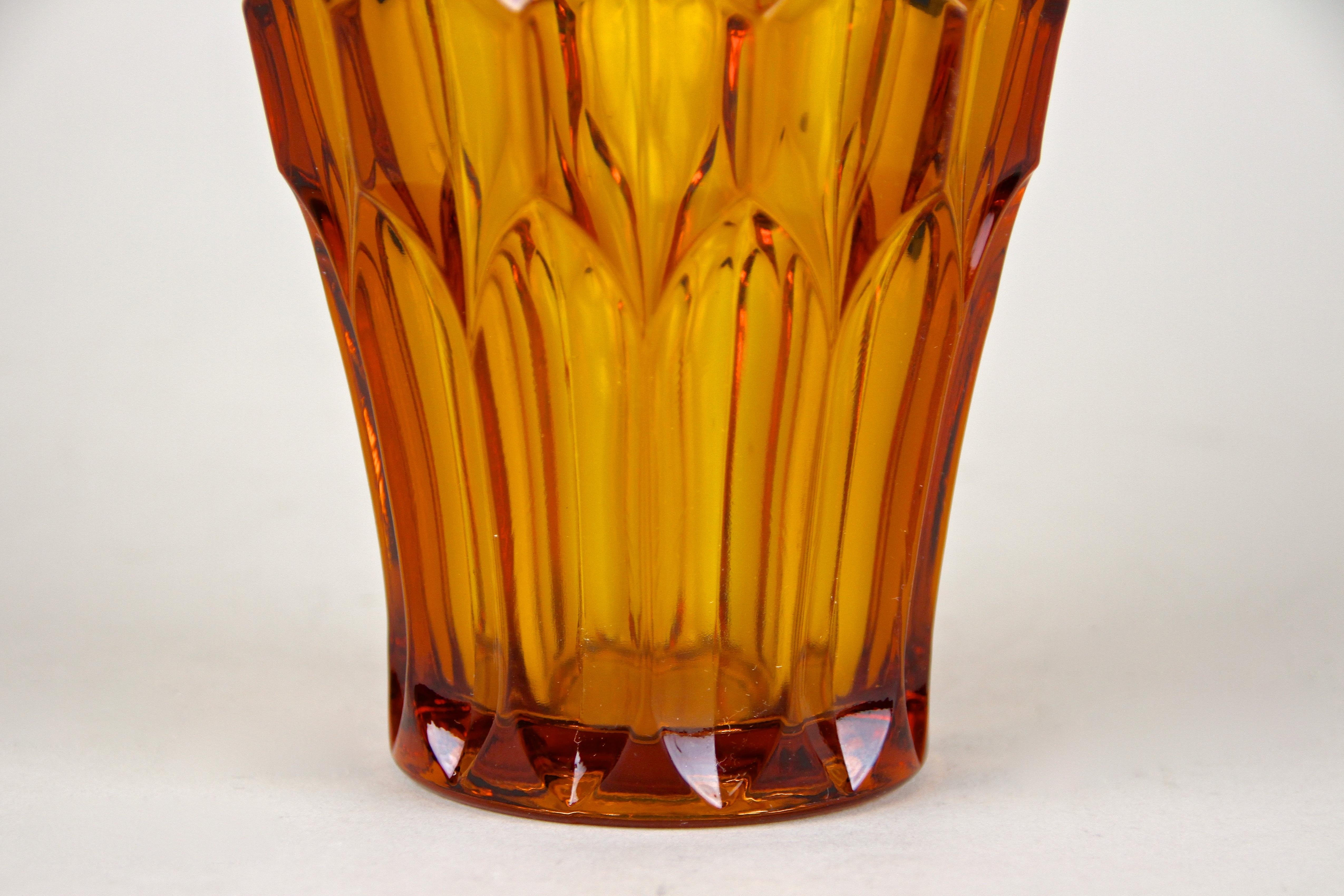 Austrian Art Deco Glass Vase Amber Colored, Austria, circa 1920 For Sale