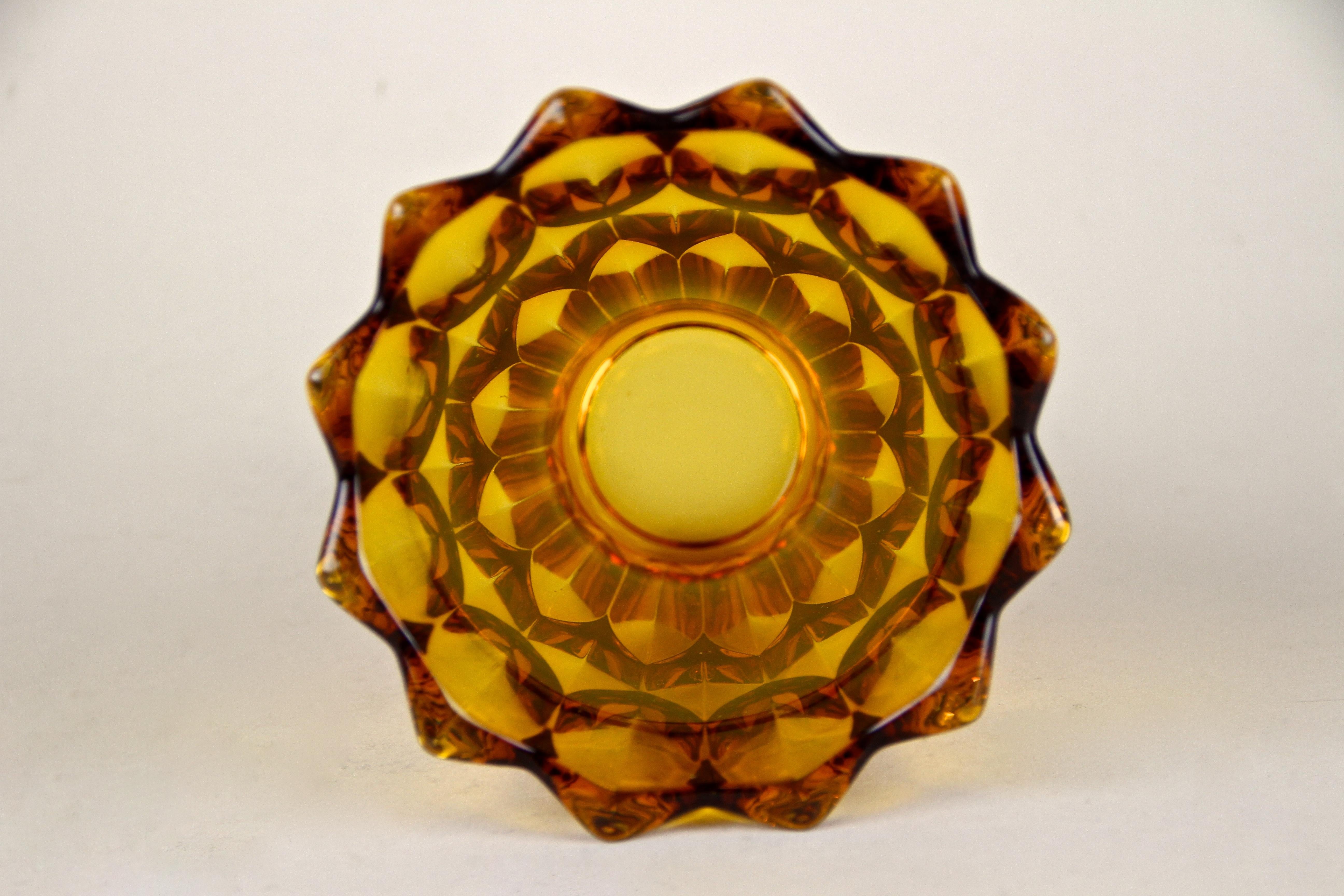 20th Century Art Deco Glass Vase Amber Colored, Austria, circa 1920 For Sale