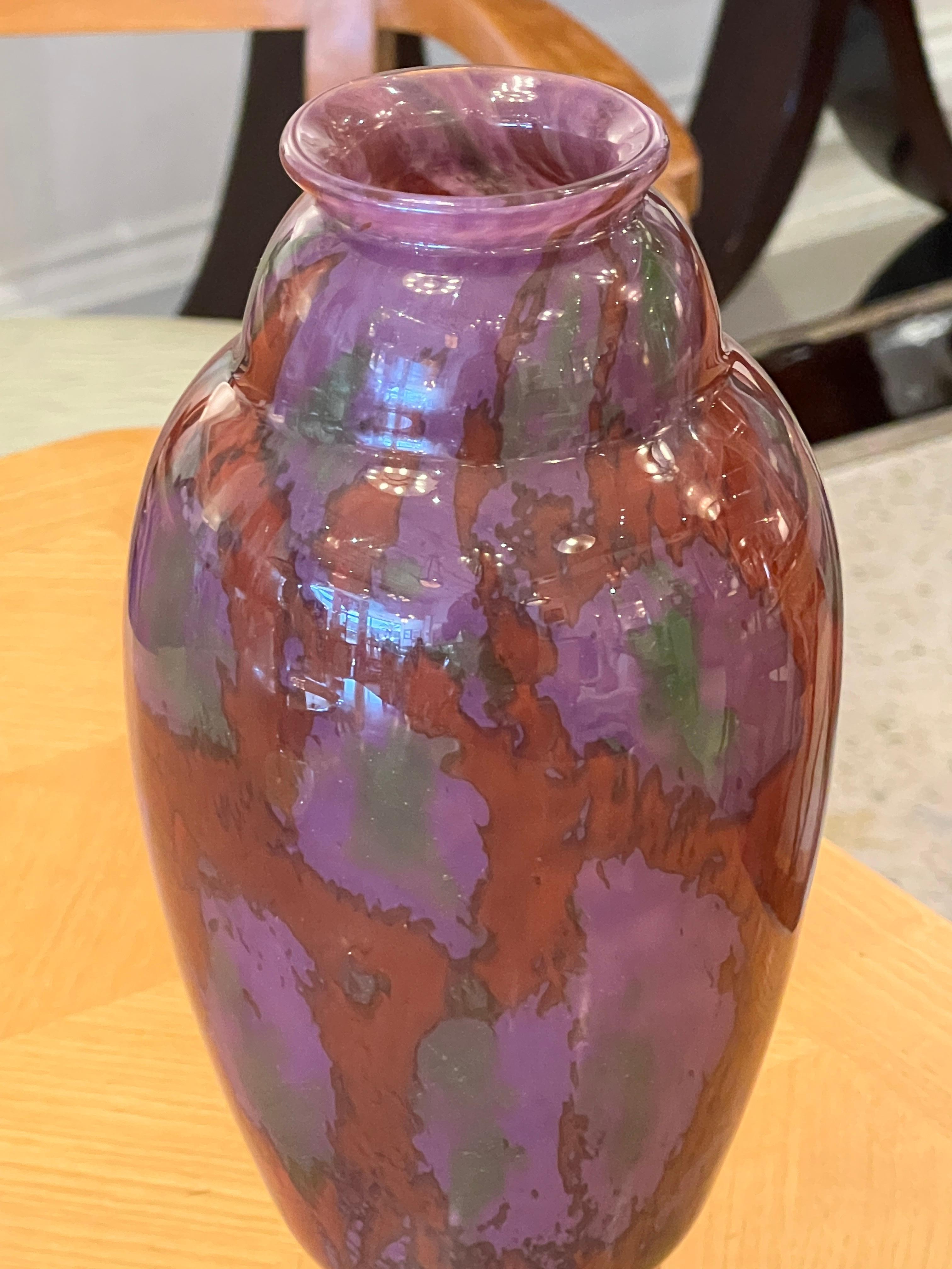 Art Deco Glass Vase by Charles Schneider In Good Condition For Sale In Miami, FL