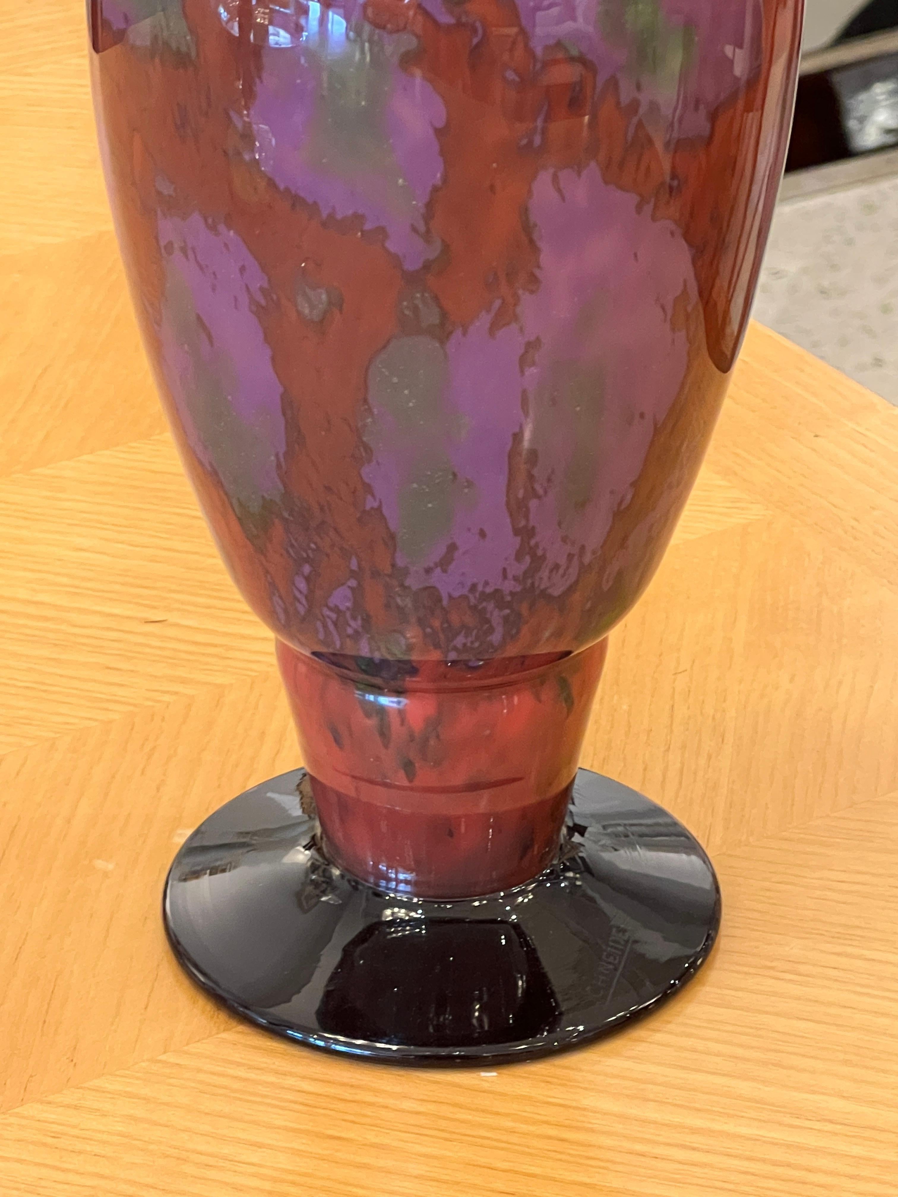 Vase en verre Art Déco de Charles Schneider Bon état - En vente à Miami, FL