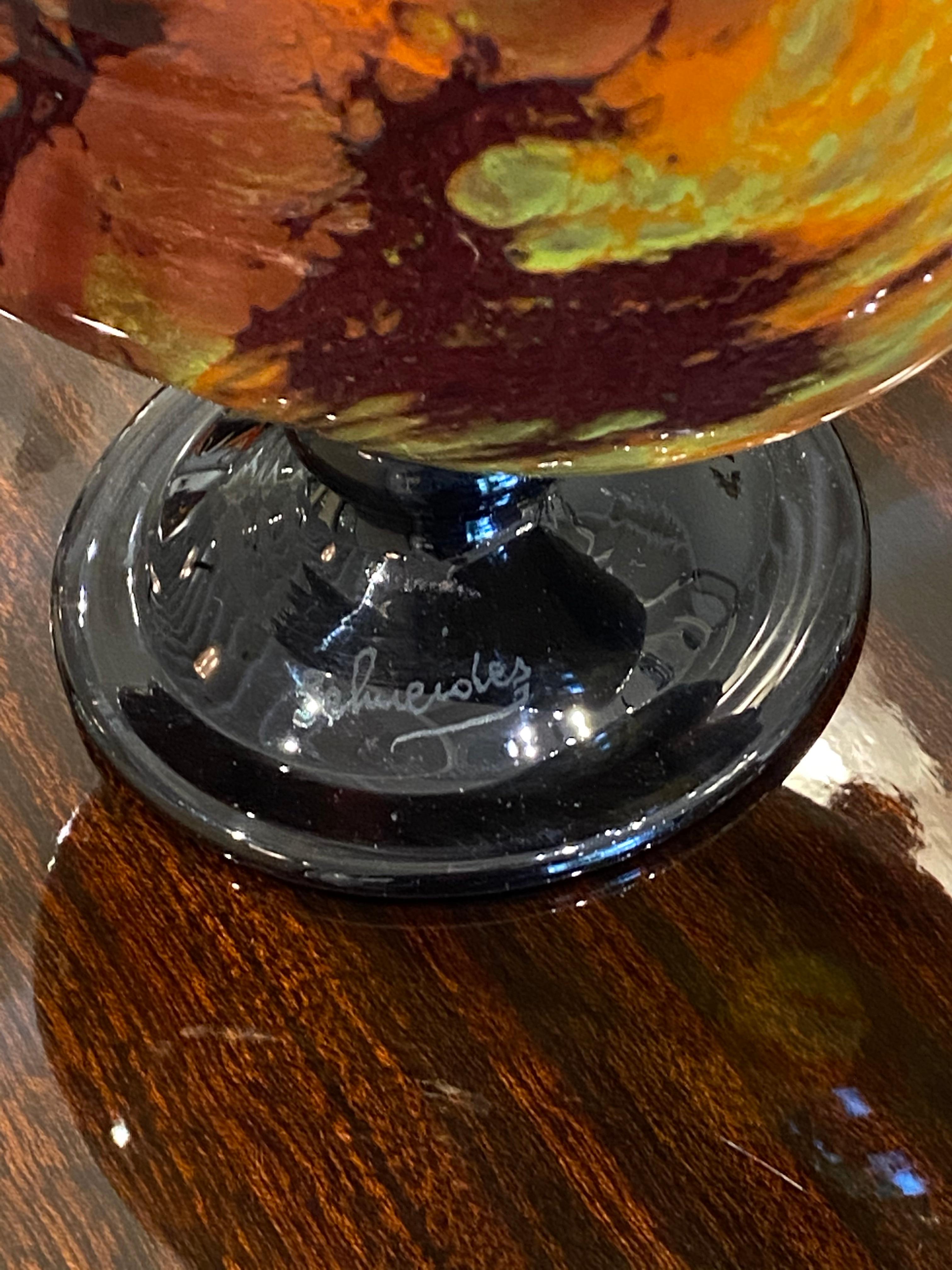 XX secolo Vaso in vetro Art Deco di Charles Schneider in vendita