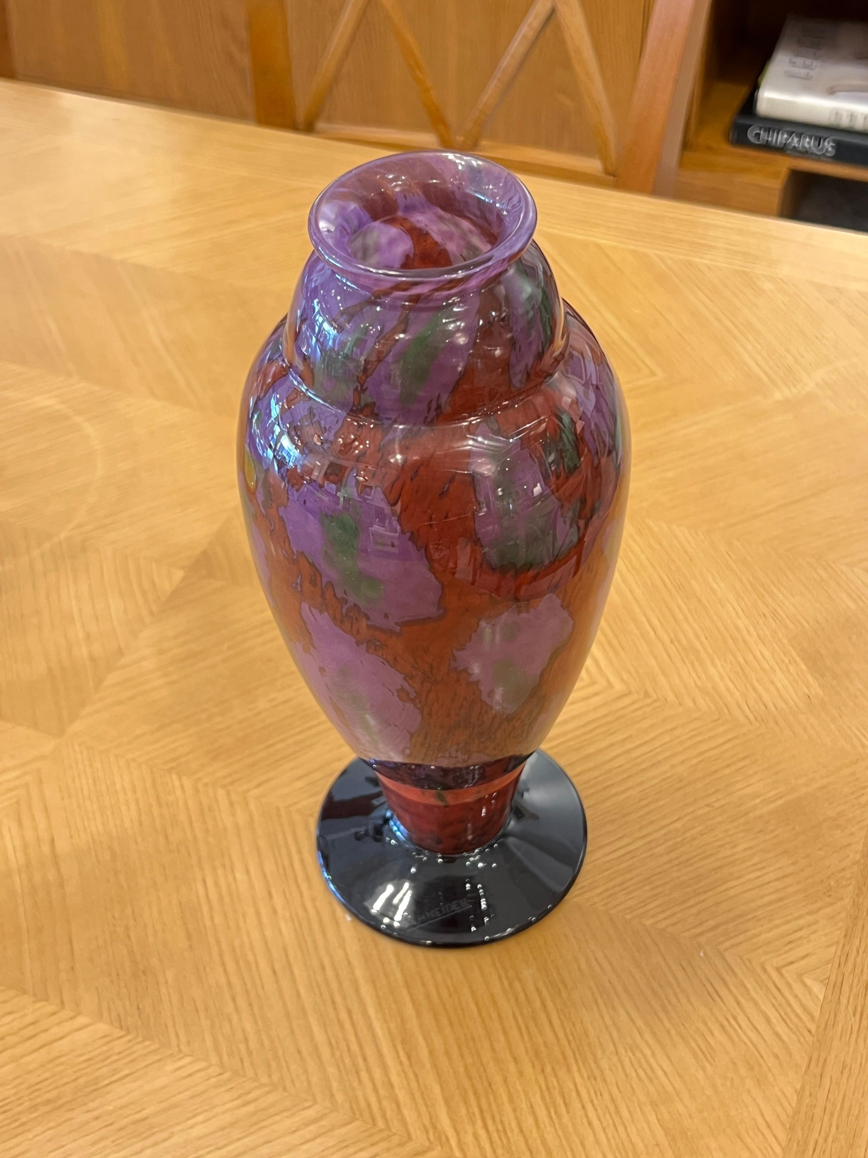 Vase aus Glas im Art déco-Stil von Charles Schneider im Angebot 2