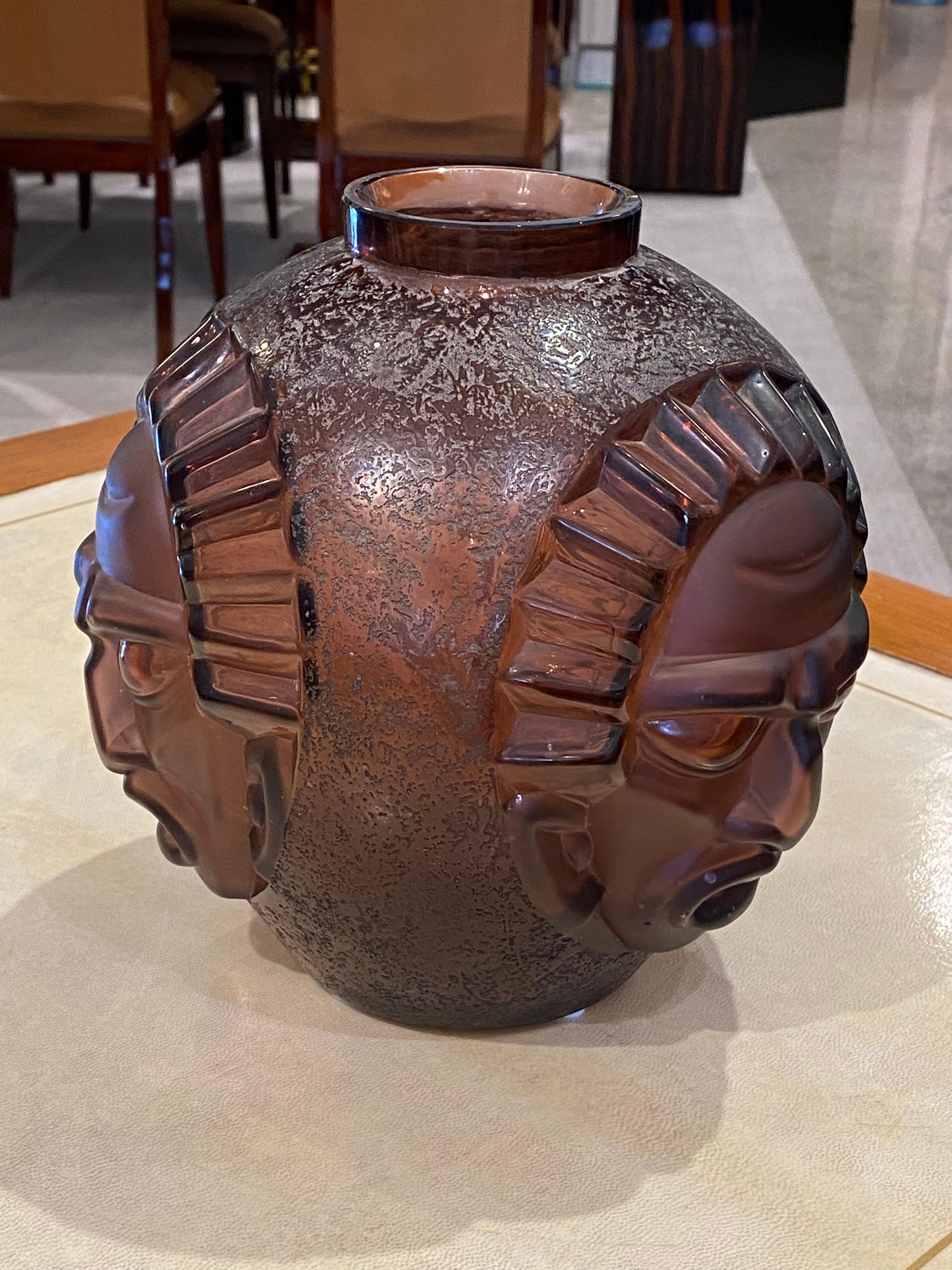 Art Deco Glass Vase by David Gueron Degue In Good Condition In Miami, FL