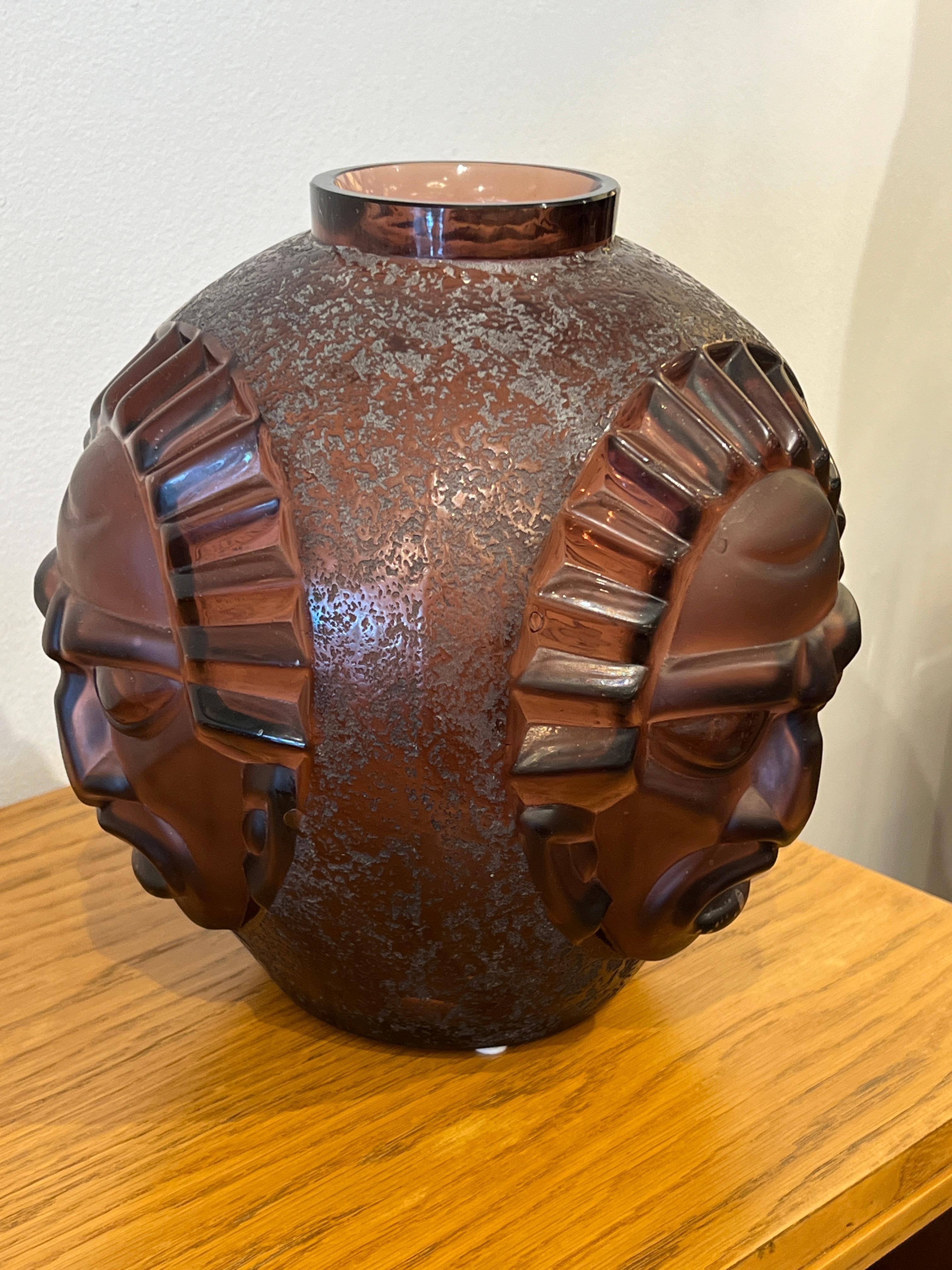 19th Century Art Deco Glass Vase by David Gueron Degue For Sale