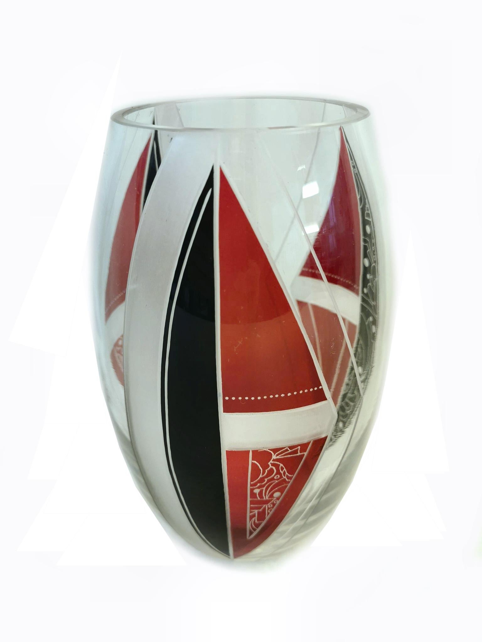 Czech Art Deco Glass Vase by Karl Palda