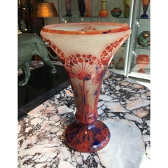 Vase Art Déco en verre par Le Verre Francais, Charles Schneider "Ombelles" Pattern