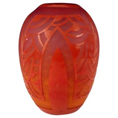 Art Deco Glass Vase by Le Verre Francais and Charles Schneider