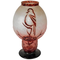 Art Deco Glass Vase by Le Verre Francais, Charles Schneider