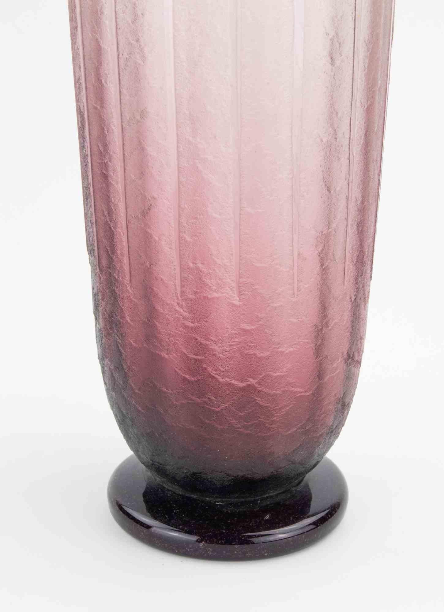 French Art Deco Glass Vase by Schneider, 1930s For Sale