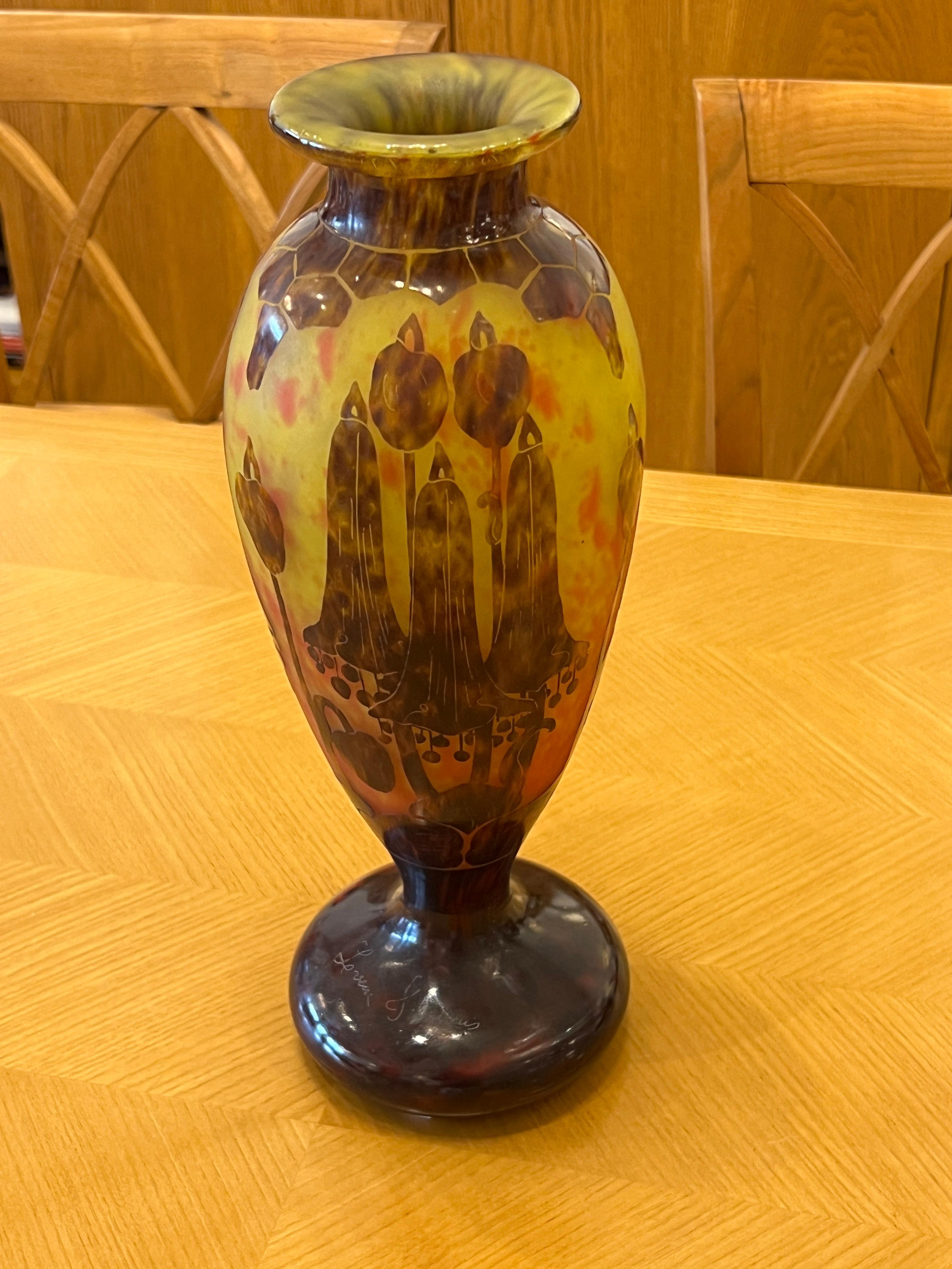 French Art Deco Glass Vase 