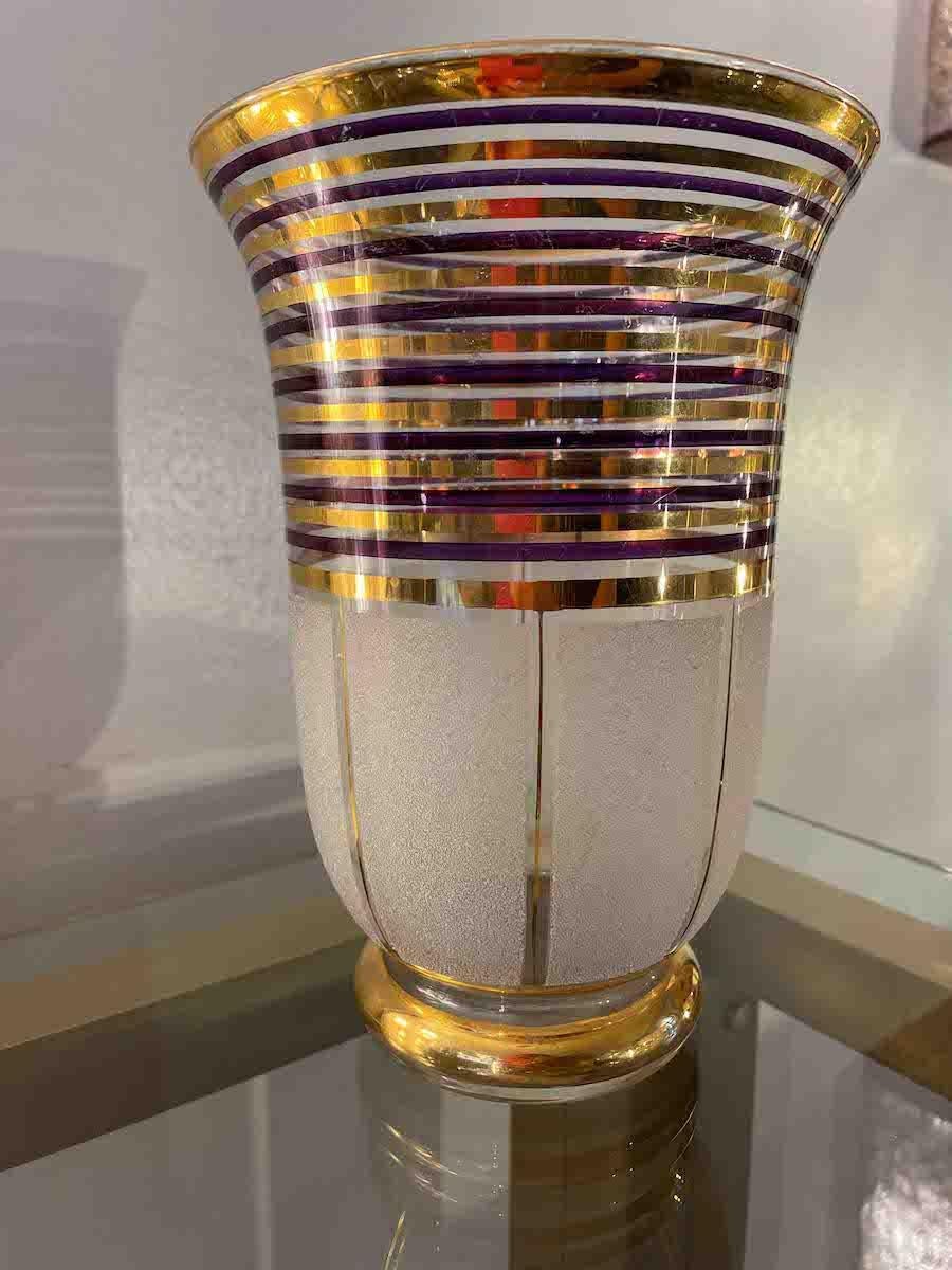 Italian Art Deco Glass Vase For Sale