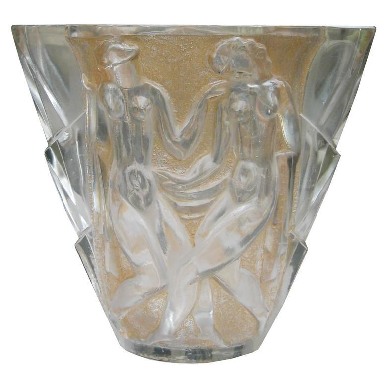 French Art Deco Glass Vase