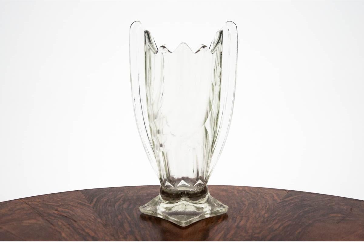 Polish Art Deco Glass Vase, Huta Hortensja, Poland, 1960s For Sale