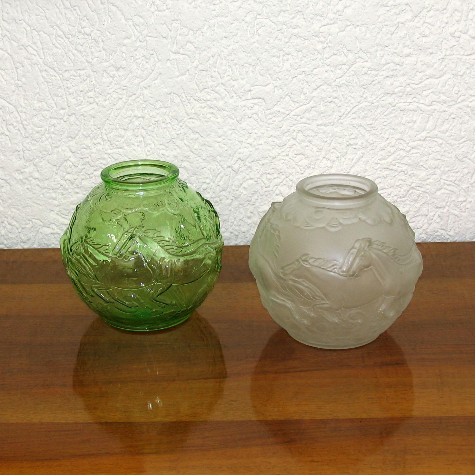 Pressed  Art Deco Glass Vase Karel Zentner, Libochovice, Czechoslovakia, 1930s For Sale