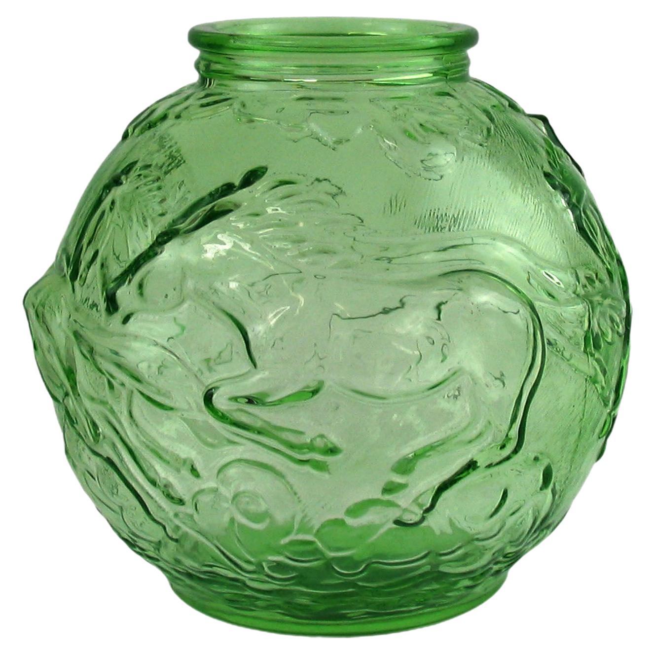  Art Deco Glass Vase Karel Zentner, Libochovice, Czechoslovakia, 1930s For Sale