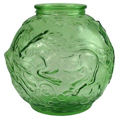 Vintage  Art Deco Glass Vase Karel Zentner, Libochovice, Czechoslovakia, 1930s