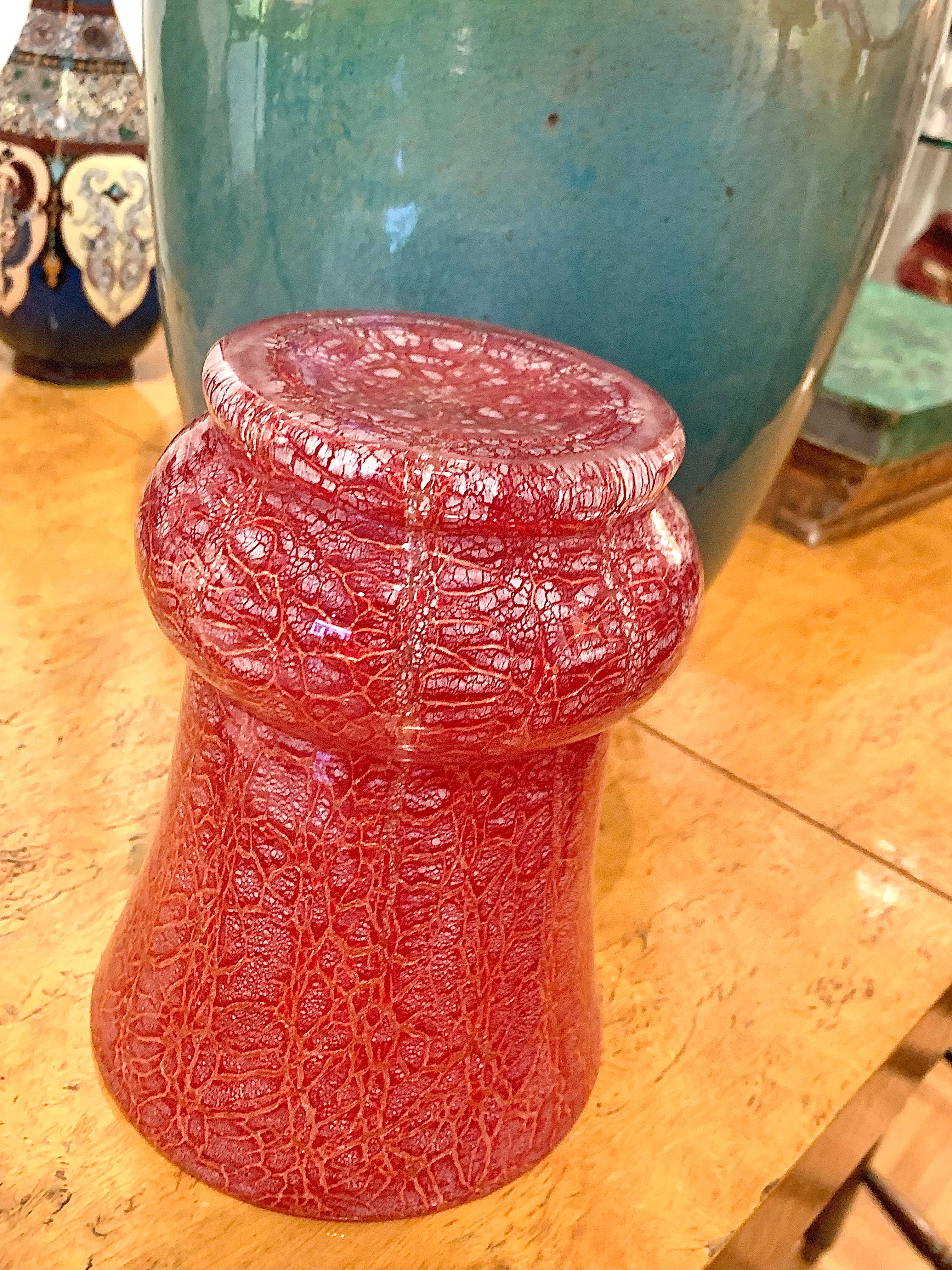 Art Deco Glass Vase Karl Wiedmann For WMF Red Glass With Silver Foil Inclusions For Sale 4