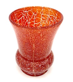 Art Deco Glass Vase Karl Wiedmann For WMF Red Glass With Silver Foil Inclusions