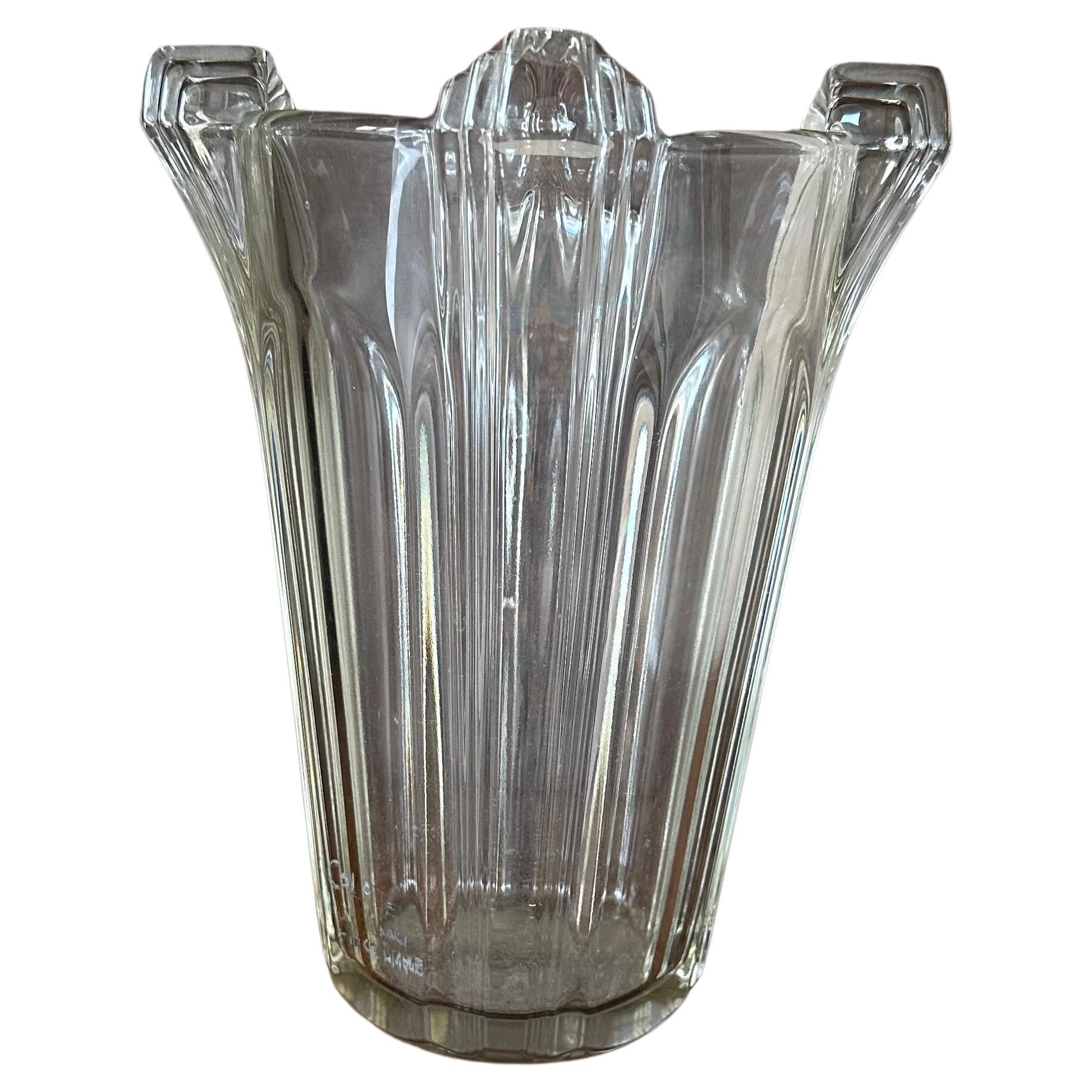 Vaso di vetro Art Deco firmato Nancy Colotte Pezzo unico