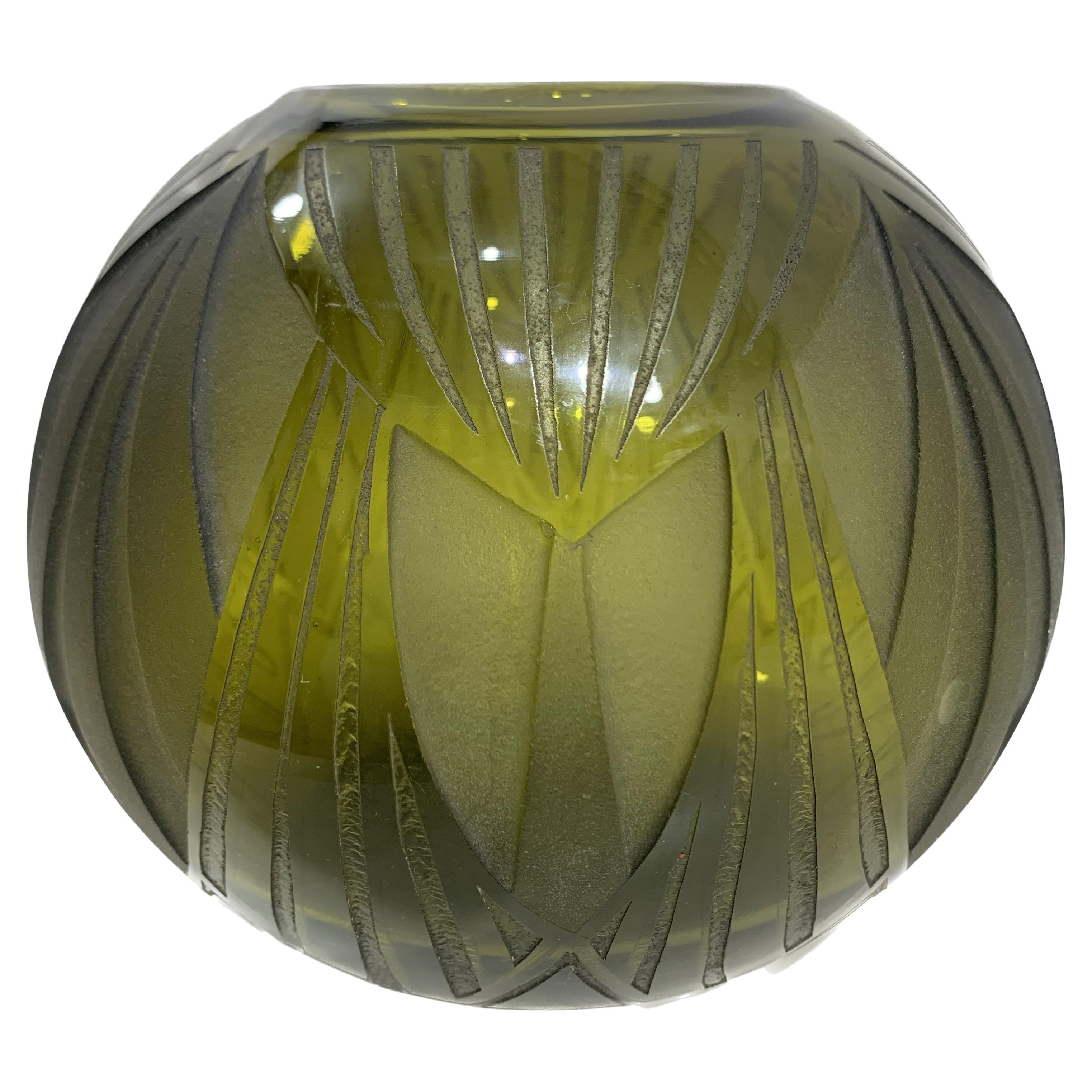 Art Deco Glass Vase Signed L GRAS