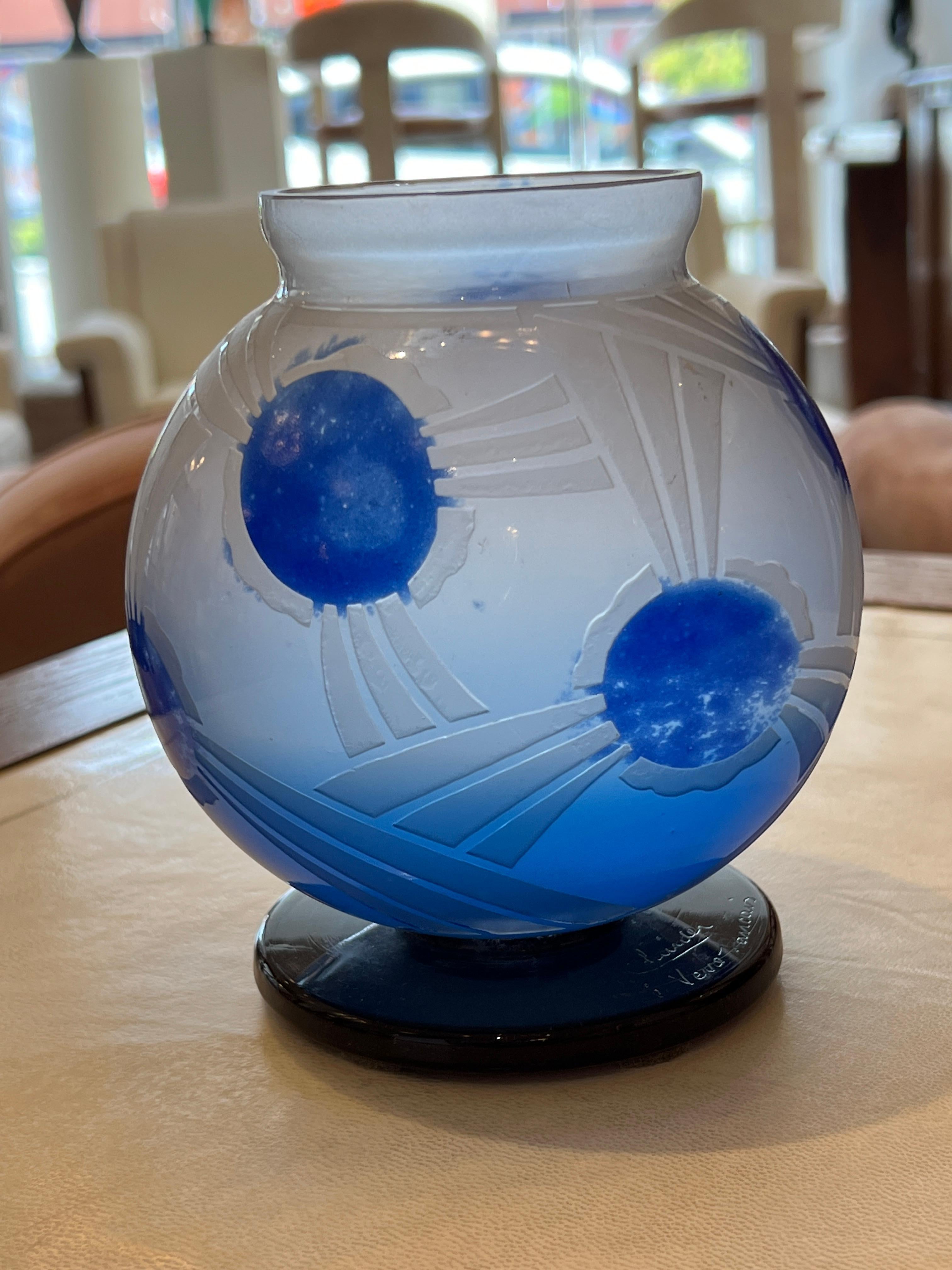 Vase en verre Art Déco Sunburst de Charles Schneider Bon état - En vente à Miami, FL