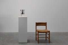 Art Deco Glass Vase with Black Graphic Decoration, France, circa 1940