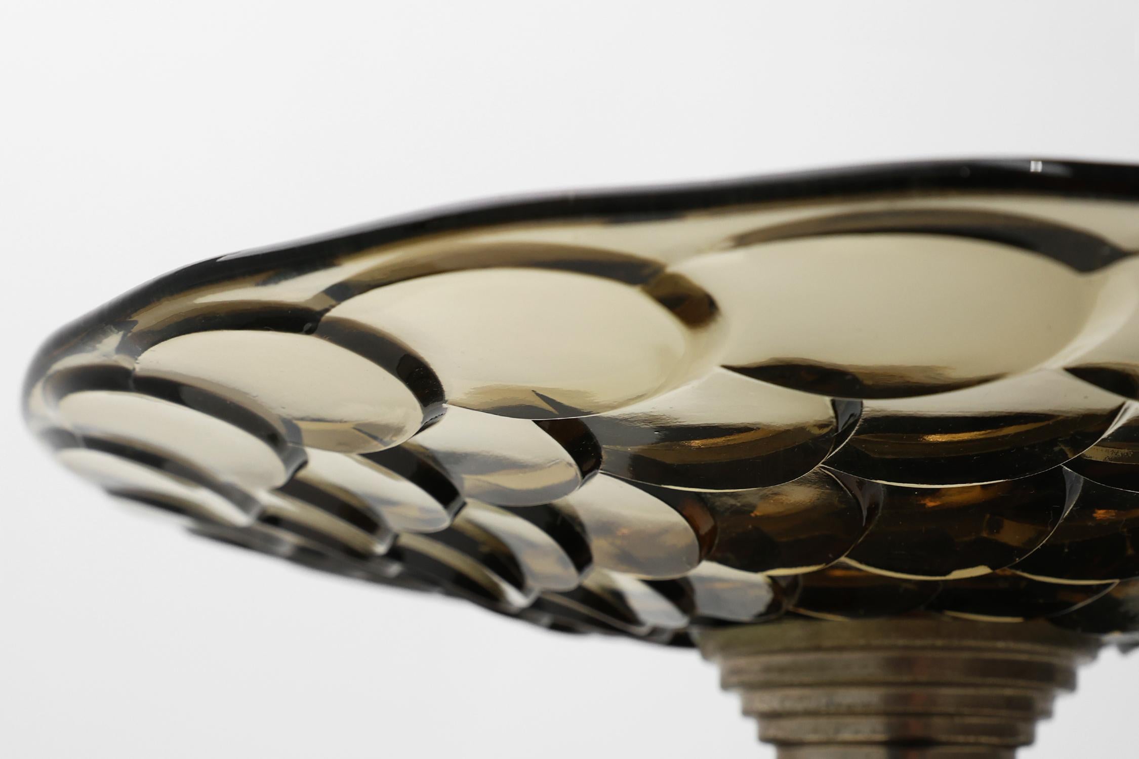 Art Deco Obstschale aus Glas, Holz und Metall, Frankreich, 1940er Jahre im Angebot 4