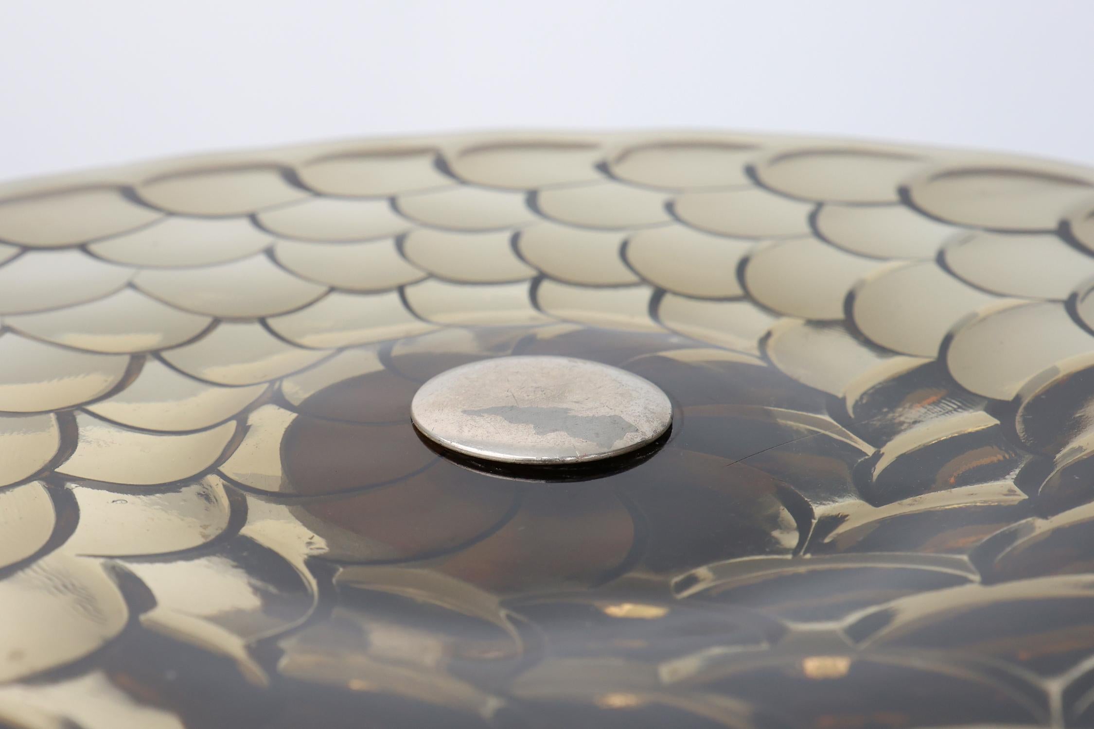 Art Deco Obstschale aus Glas, Holz und Metall, Frankreich, 1940er Jahre im Angebot 1