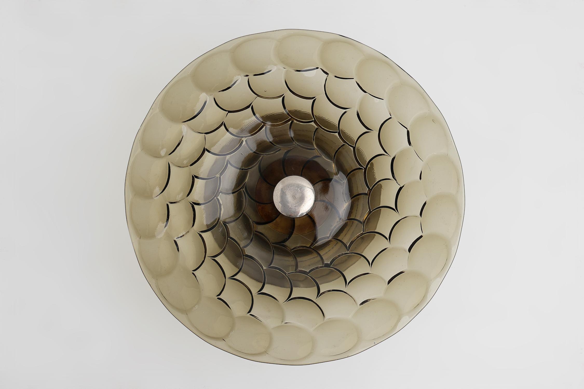 Art Deco Obstschale aus Glas, Holz und Metall, Frankreich, 1940er Jahre im Angebot 2